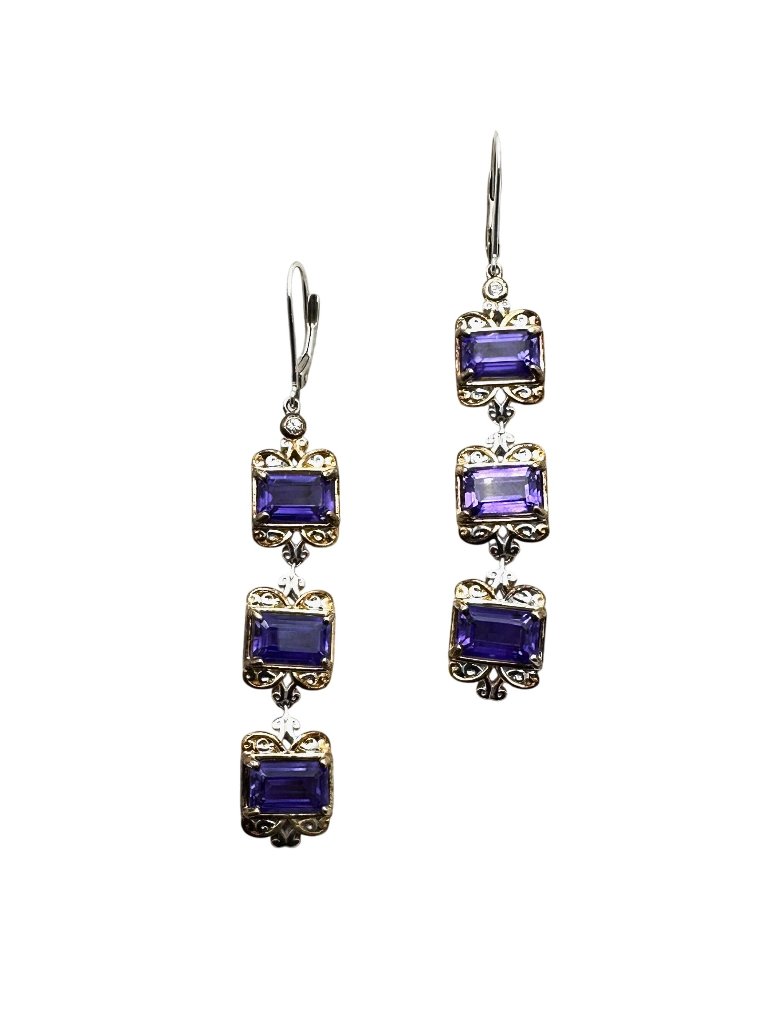 Michael Valitutti Iolite Sterling Silver Chandelier Earring Pierced 2 Inch